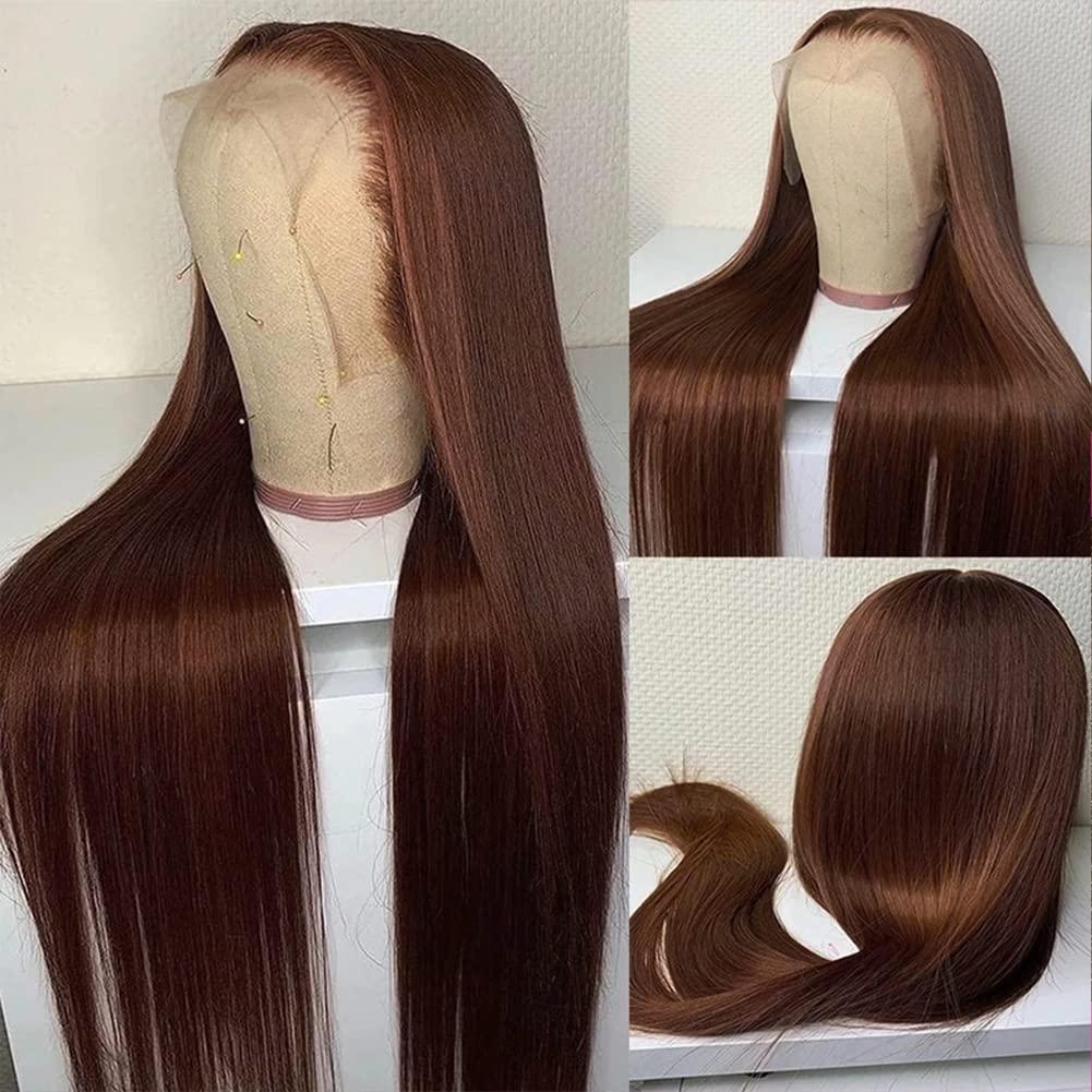 Bling Hair 30 32 Inch Brazilian Chocolate Brown Colored 13x4 Lace Front Wigs Straight Hair Wig Hd Transparent 13x6 Lace Frontal Wigs Preplucked For Wome