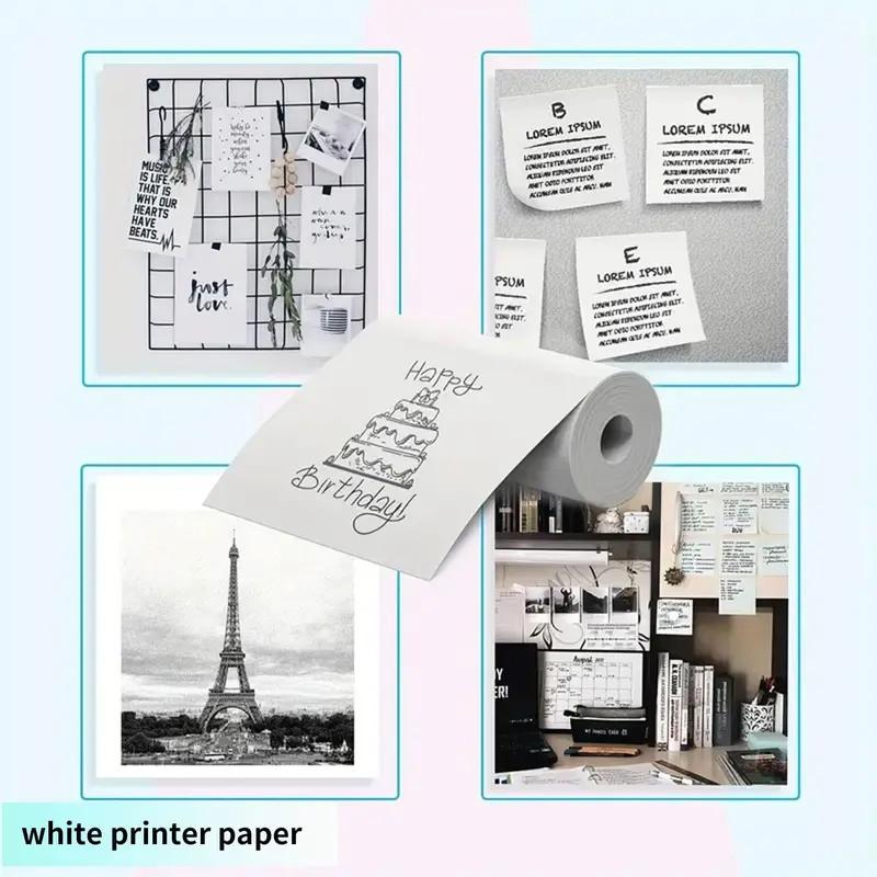 Portable Mini Printer, USB Rechargeable Wireless Thermal Printer with Paper, Ideal for Home Office School Portable Photo Printer, Print Photos