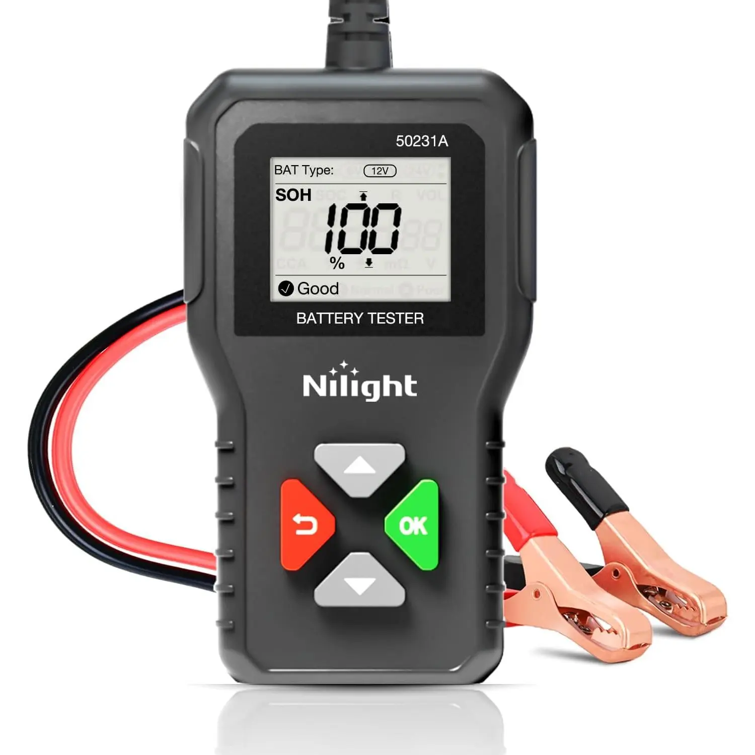 Nilight Accurate Digital Car Battery Tester - 6V/12V/24V Auto Analyzer, 100-2000 CCA, 2Ah-220Ah, 1.8-Inch HD Screen, -20°C~65°C, Voltage Check, SOH, SOC, Internal Resistance, Reverse Safe, Fast Results for Cars, Trucks, Pickups