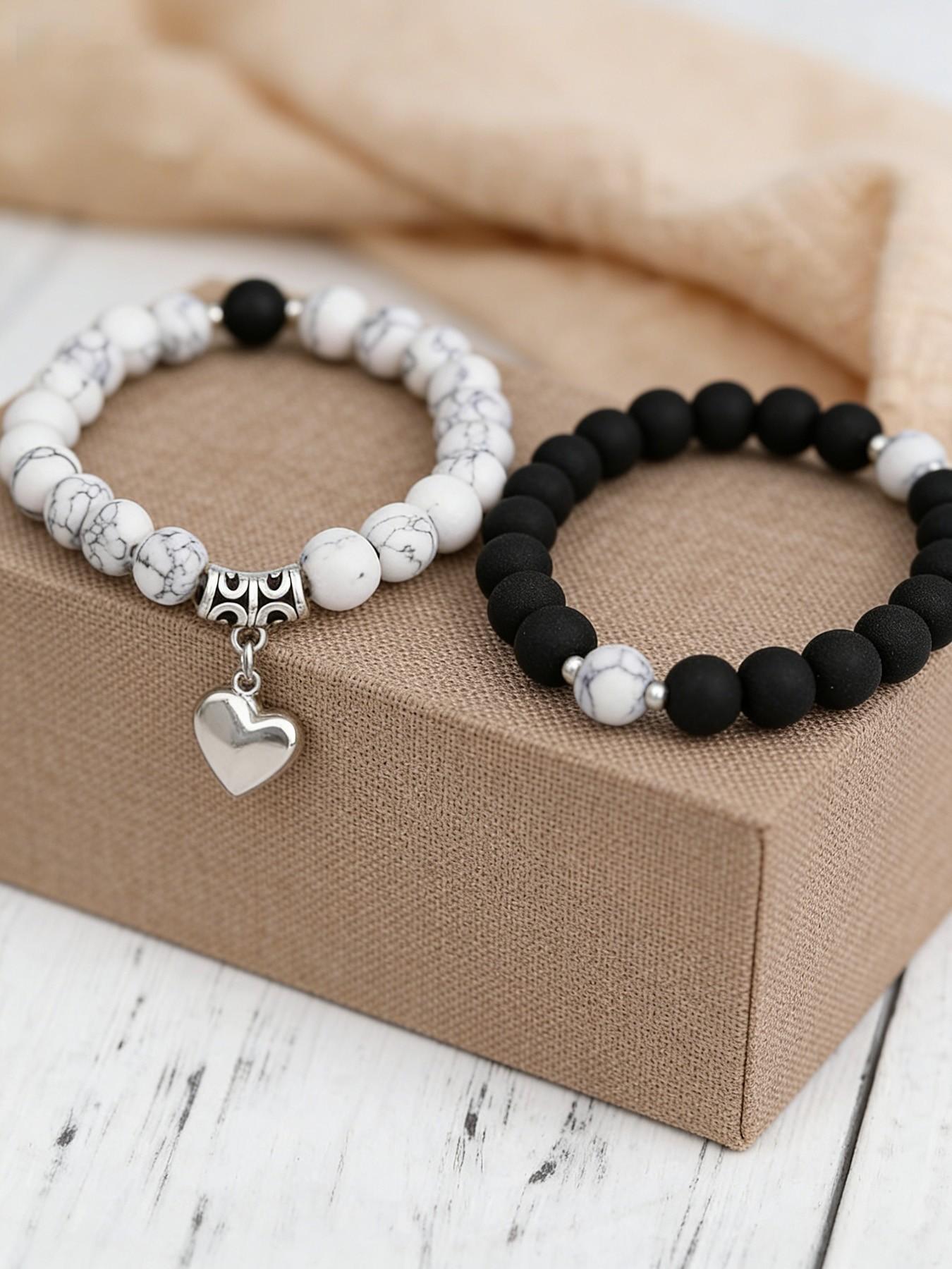 Matching Agate Magnetic Love Bracelets for Couples, Healing Stone Energy, Secure Magnet Clasp, Ideal for Daily Wear or Anniversary Surprise