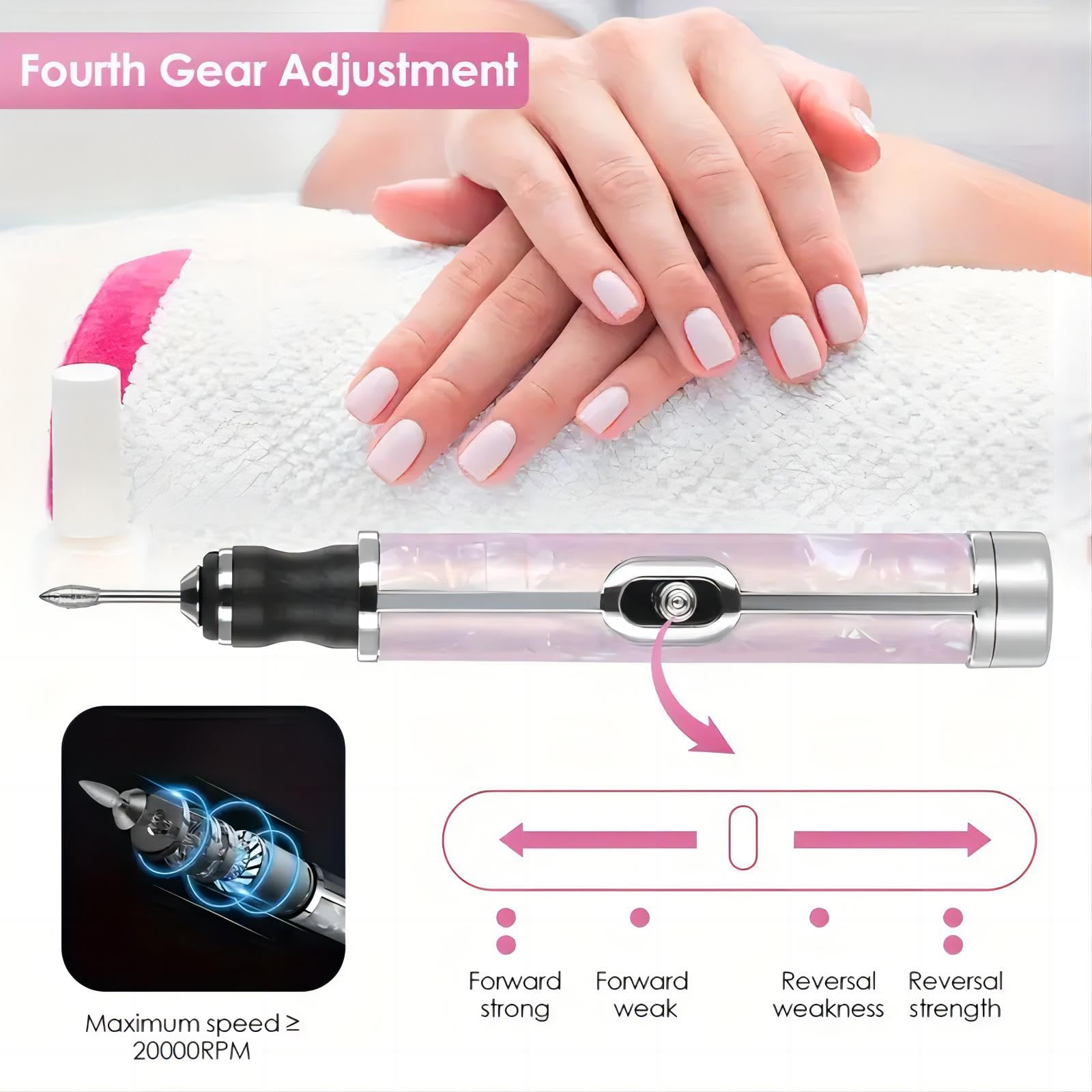 Professional Cordless Electric Nail Drill 15000RPM, Rechargeable 10-Speed Nail File Kit with 18 Nail Drill Bits for Thick Toenails, Portable Manicure Pedicure Tool with LED Display for Hand and Foot Care, Ideal for Home and Salon Use Nail Care Set