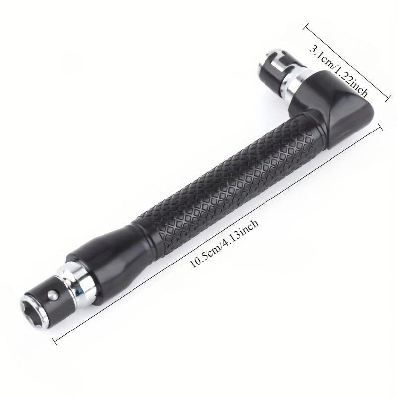 1 double-ended L-shaped mini socket wrench, telescopic handle screwdriver, 90-degree right-angle screwdriver adapter utility tool, suitable for manual maintenance and DIY work.