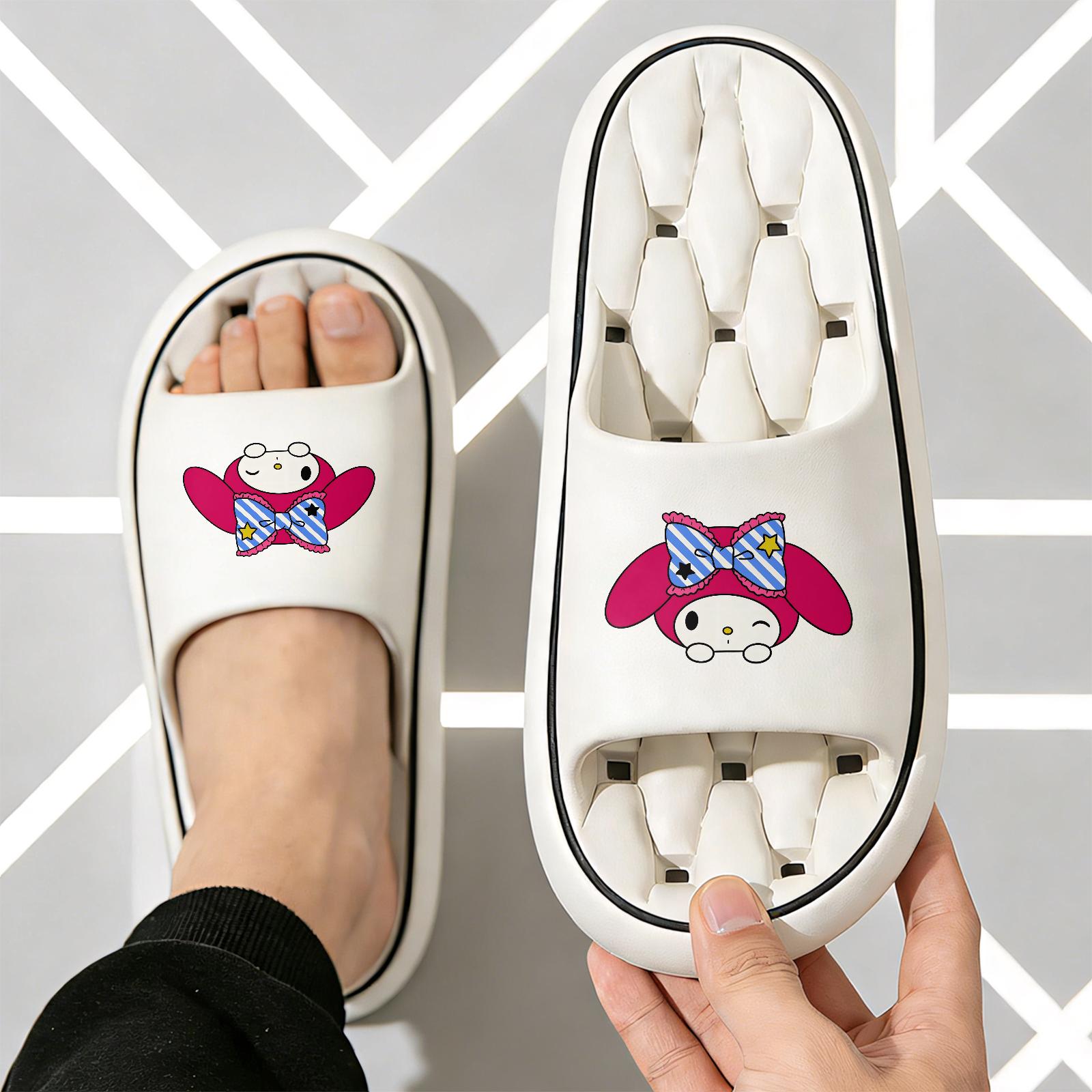 Cartoon My Melody Slippers, Soft Sole Comfortable Indoor Slippers, Girls' Heart Bow Star Pattern Slippers, Non-slip and Wear-resistant Bathroom Shower Slippers, All-season Universal Closed-toe Slip