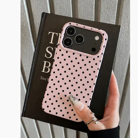 Polka Dot Fashion Leather Shockproof TPU Phone Case - Multi-Model Fit for iPhone Xs/Xsmax/11-18 Pro/Pro Max Sizes, Unisex, Large Hole Pink & Black Options, Holiday Gift Mobile Accessory