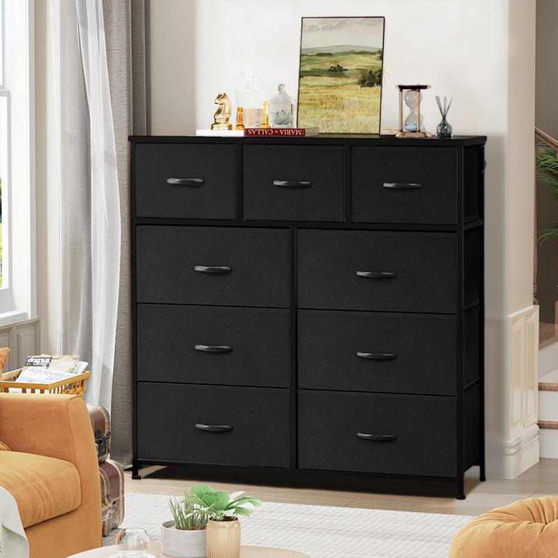 9 Drawer Dresser for Bedroom, Fabric Tall Dressers & Chests of Drawers, Organizer Storage Tower for Bedroom, Living Room, Hallway, Closet, Girls, Bedroom Furniture, Dresser Cabinet, Storage Shelf
