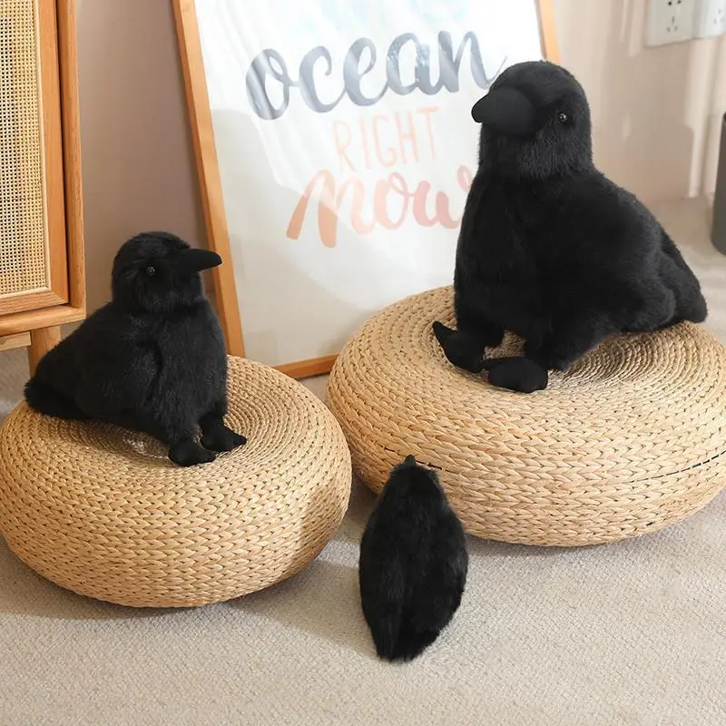 30cm Realistic Crow Plush Toy - Lifelike Stuffed Animal Raven, Soft Halloween/Christmas Gift for Kids Bird Lovers Home Decor
