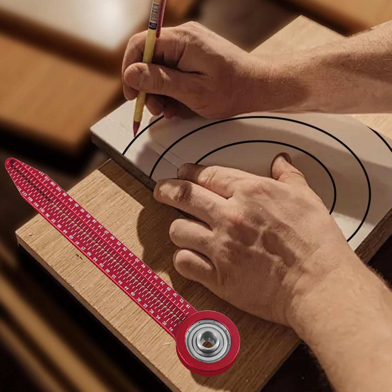 Aluminum Alloy Center Axis Circle Drawing Compass, Mini Woodworking Hole Ruler, DIY Line Marking Tool, Precision Measuring Tape