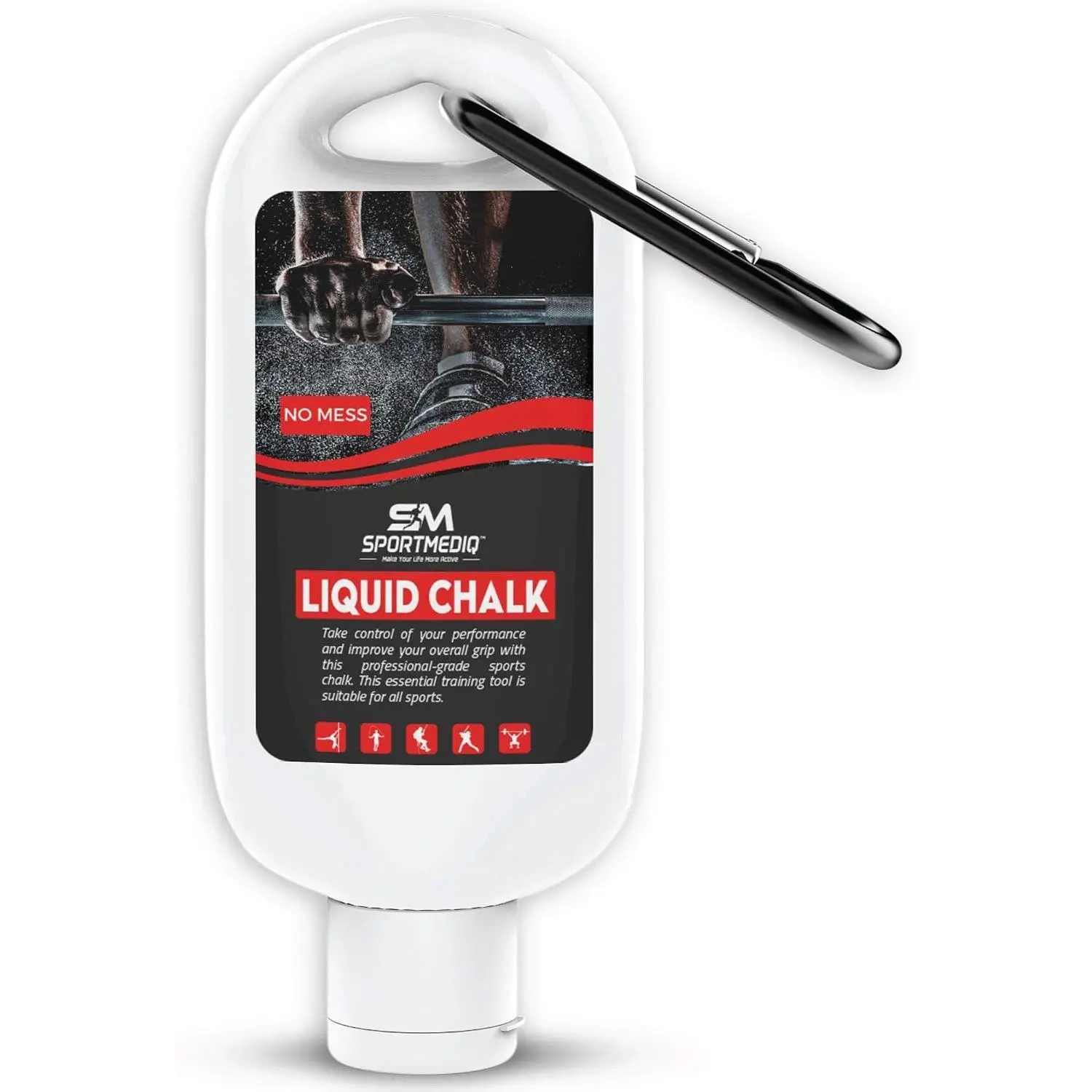 Pro Grade Hydrocellulose Liquid Chalk - 1 Compact Pack, Unisex, Mess-Free Professional Hand Grip for Gym Workouts, Rock Climbing - Dries Fast in Seconds - 1.69oz Travel Size with Belt Clip