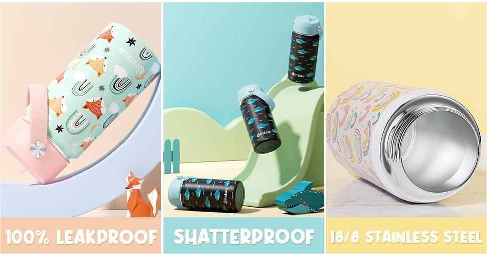 Fimibuke Bento Lunch Box with Stainless Steel Insulated Water Bottle – 32oz 3-Compartment Snack Container, Insulated Lunch Bag & Ice Pack Set Back to School Gifts