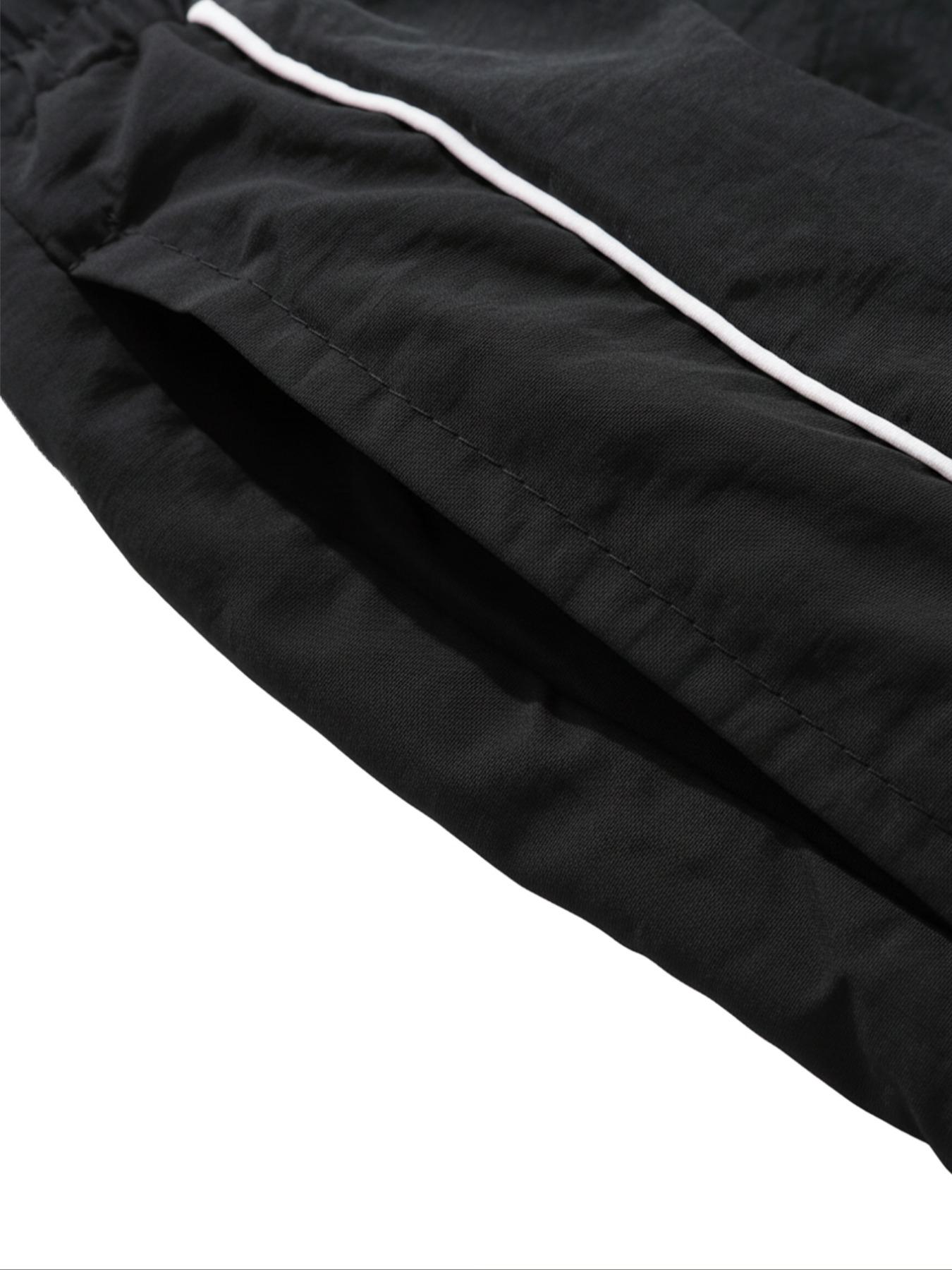 Men's Fashion Casual Striped Sport Pants, Nylon Fabric, Unique Print, Waist Drawstring, Ankle Elastic Adjustable, Perfect for Daily Wear, Athleisure Pants