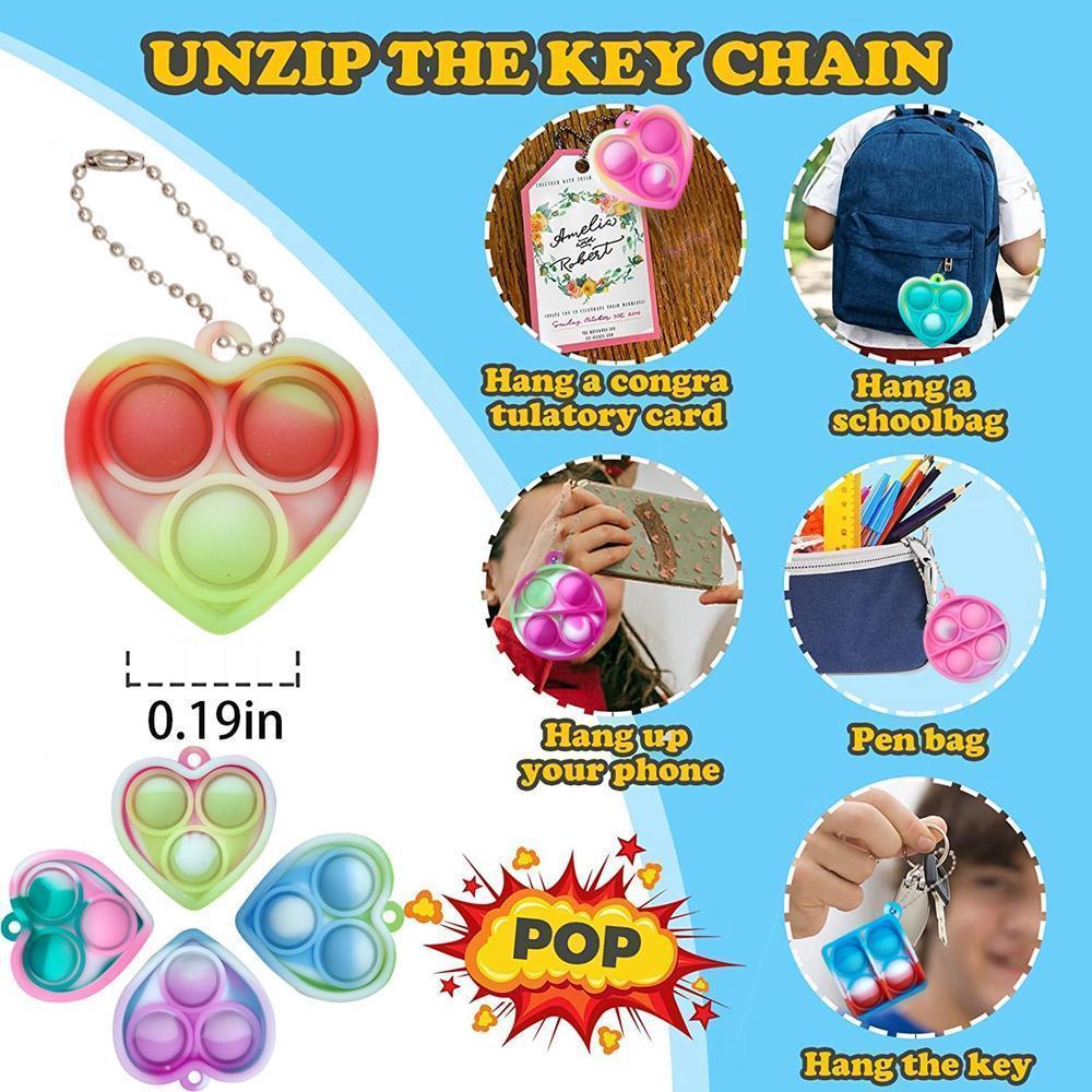 12/24/48Pcs Mini Pop Fidget Toy Pack Kit Keychain Stress Relief Toys Party Favors Office Desk Toy for Kids Adults Brinquedos