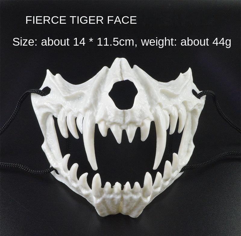 Halloween Mask Half-face Mask Cos Dragon God Fierce Tiger Night Fork Tengu Man Wolf Mask Performance Skull Masks