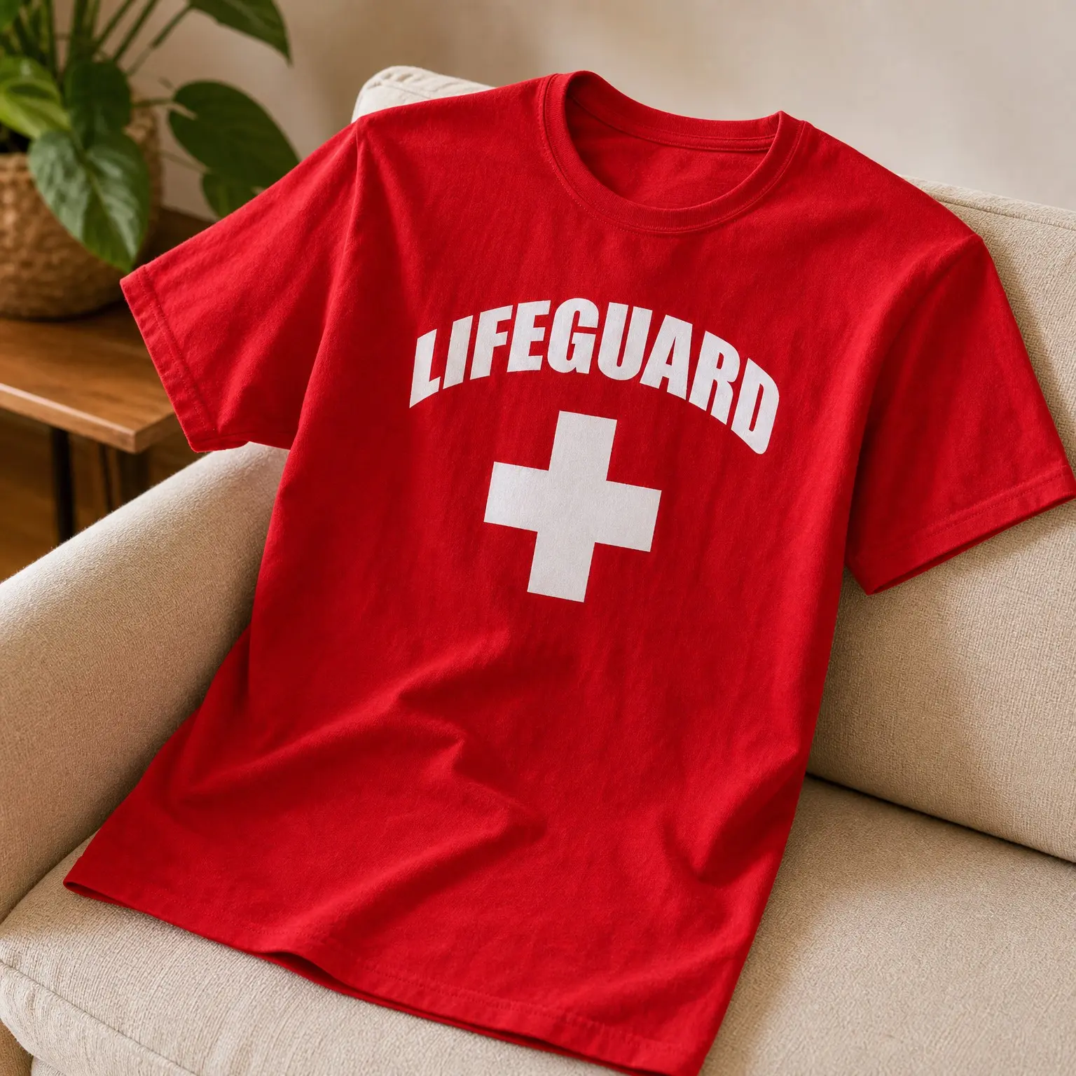 Red Lifeguard Uniform Costume Unisex T-Shirt for Men and WomenGift