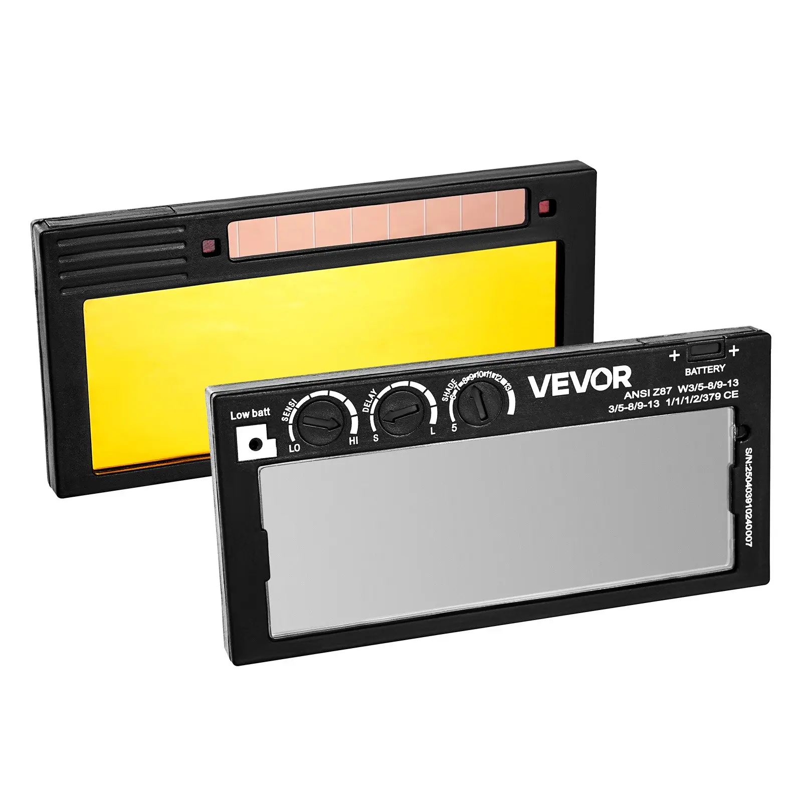 VEVOR Auto Darkening Welding Lens 4.25" x 2", Shade 5-13 Adjustable True Color Welding Lens with Dual Arc Sensors Gold Coating, Compatible with Most Welding Helmets for TIG, MIG, MMA Applications