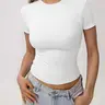 【Black Friday】Women's Solid Basic Tee, Casual Slim-Fitting Short-Sleeve Round Neck T-Shirt, Ladies Summer Daily Wear Tops