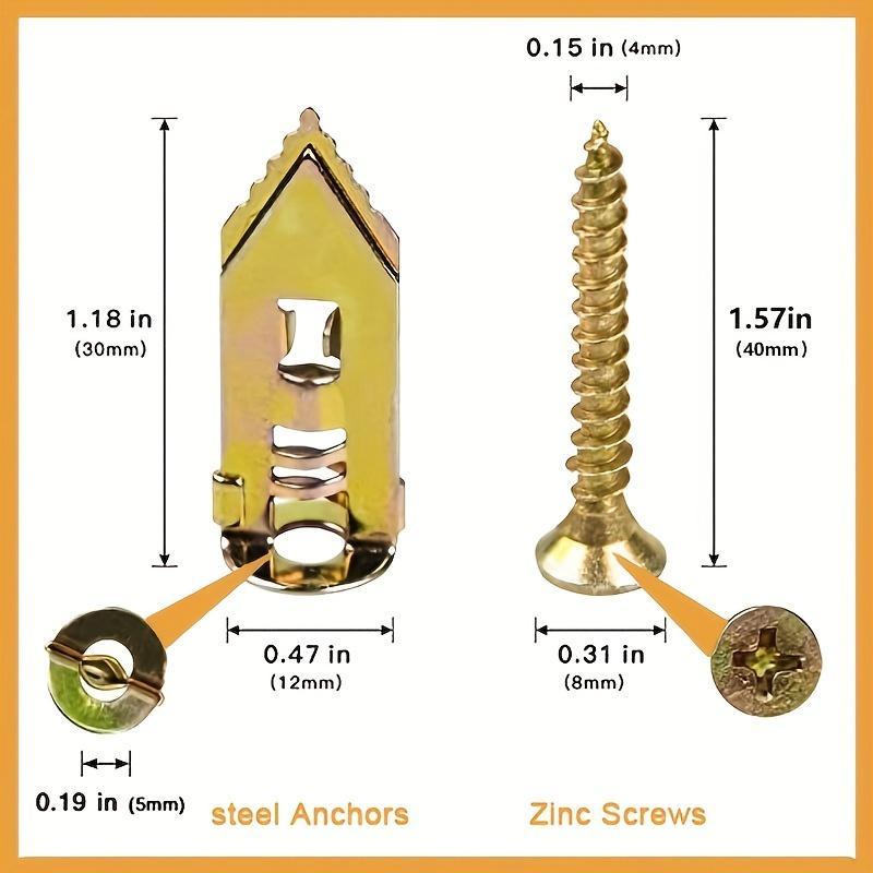 Drywall Anchors with Screws Kit Zinc Plated Steel - Self-Drilling No Drill Required for TV/Shelf Cabinet Manual DIY Handmade Essentials Summer DIY Drywall Anchors with Screws Kit Zinc Plated Steel - Self-Drilling No Drill Required for TV/Shelf Cabinet Manual DIY Handmade Essentials Summer DIY