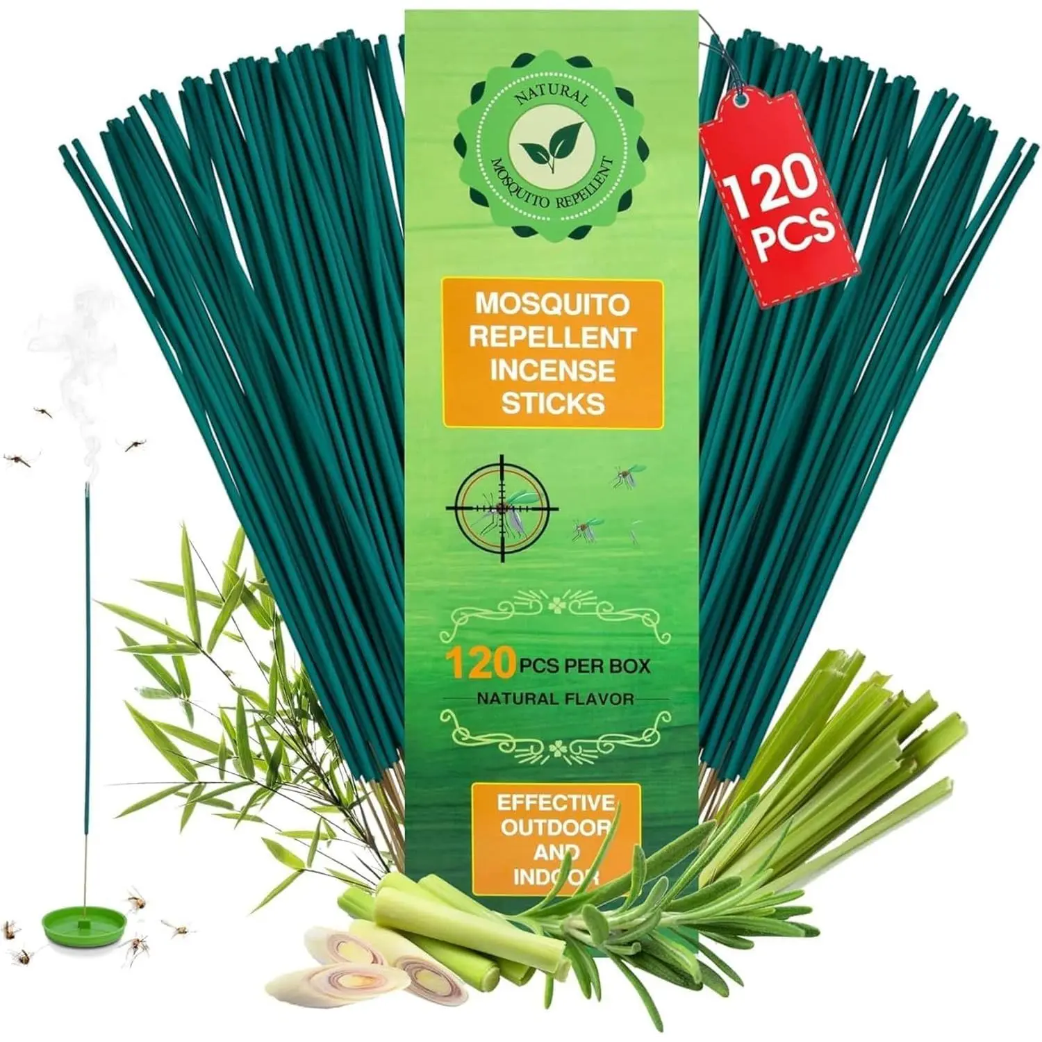 120 Pcs Repellent Sticks, Citronella Candles Outdoor for Patio | Insect Barrier for Hiking Travel | Camping Fishing Essentials | Indoor Gnat Control | Each Stick Burns Up 1H+