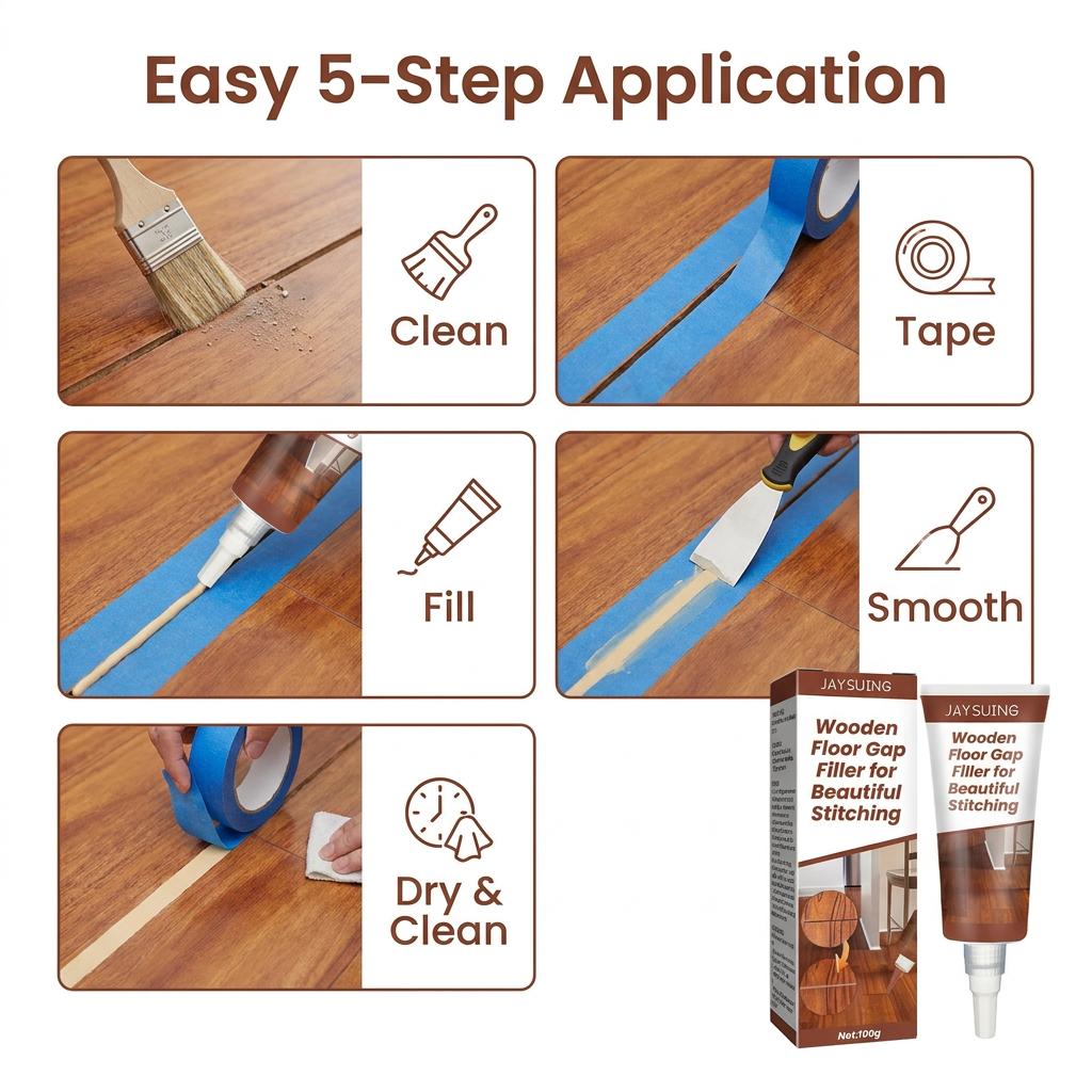 JAYSUING Wood Floor Gap Filler 100g, Water-Based Wooden Floor Repair Sealant, Anti-Dust Gap Filling Paste for Wood Floor Gaps