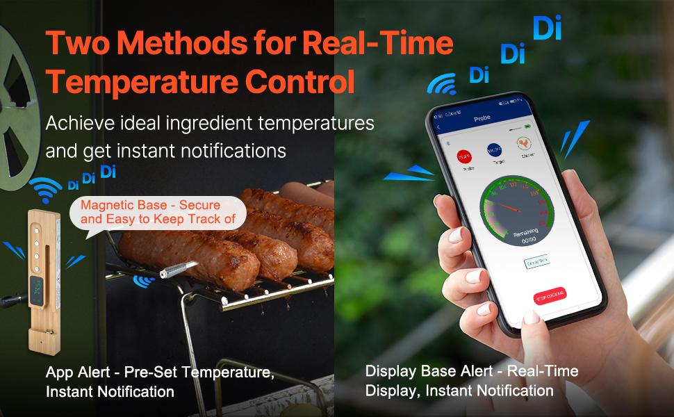 VEVOR Wireless Meat Thermometer, 500 ft Range Wireless Bluetooth Meat Thermometer, Digital Cooking Food Meat Thermometer, Waterproof Smart Meat Probe with One Probe, for Grilling, Smoker, BBQ Oven