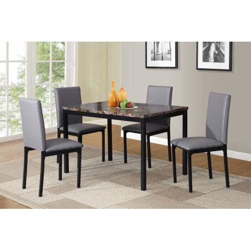 [Bellemave]Furniture 5 Piece Metal Dinette Set with Faux Marble Top - Black,dinning set,table&4 chairs