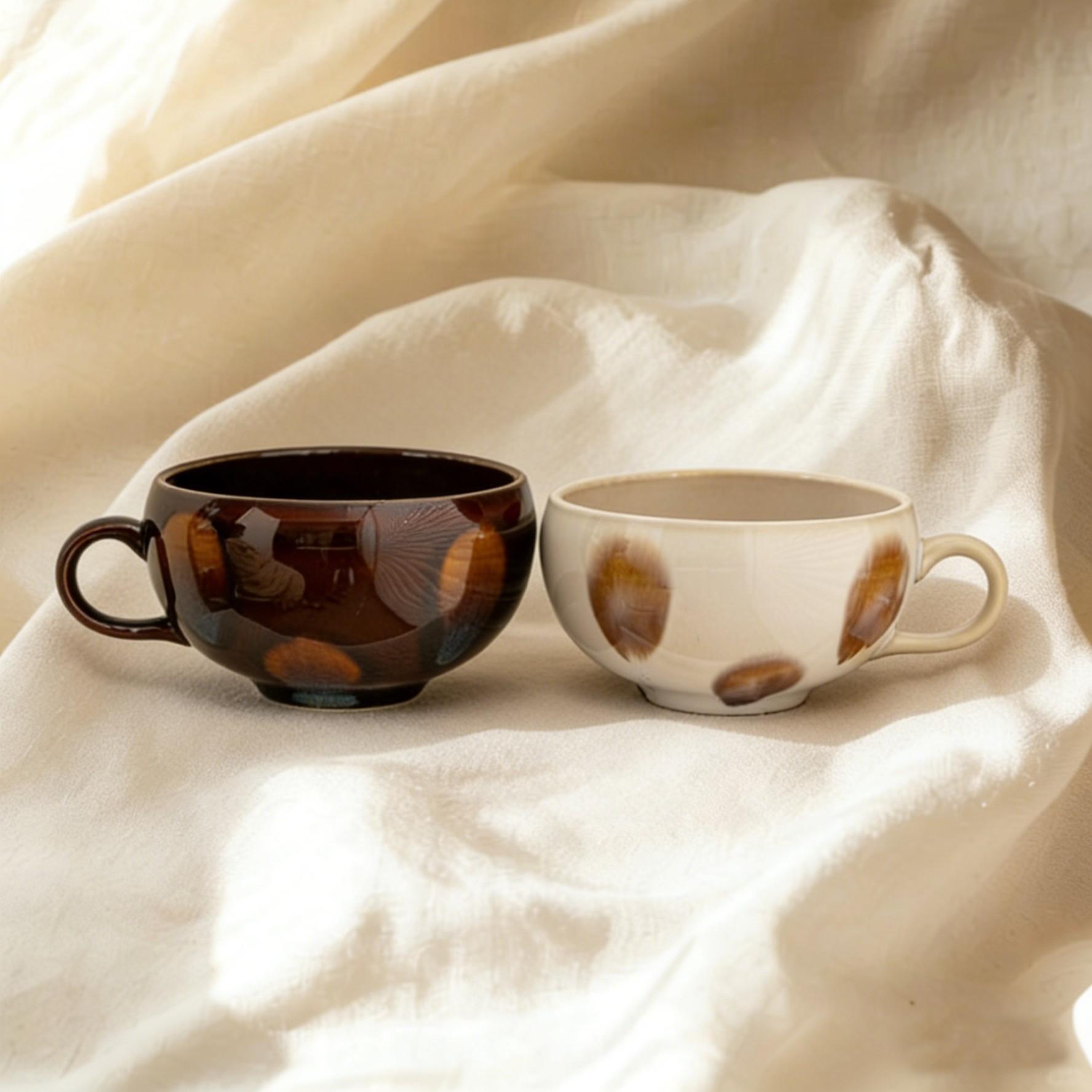 Soup Bowl with Handle, 12oz Coffee Mug, Cozy Mug, Drinking Mug, Ceramic Mug, Cereal Breakfast Cup, Suitable for Milk Desserts, Oatmeal, Microwave Safe, Non-Bone China Material