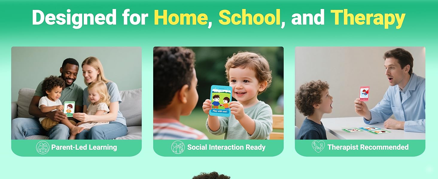 Communication Cards for Nonverbal Kids- 52 Flash Cards with Water Proof Album and Lanyard for Special Needs, Autism | PECS, AAC, Therapy Materials, Speech Delay Learning Materials