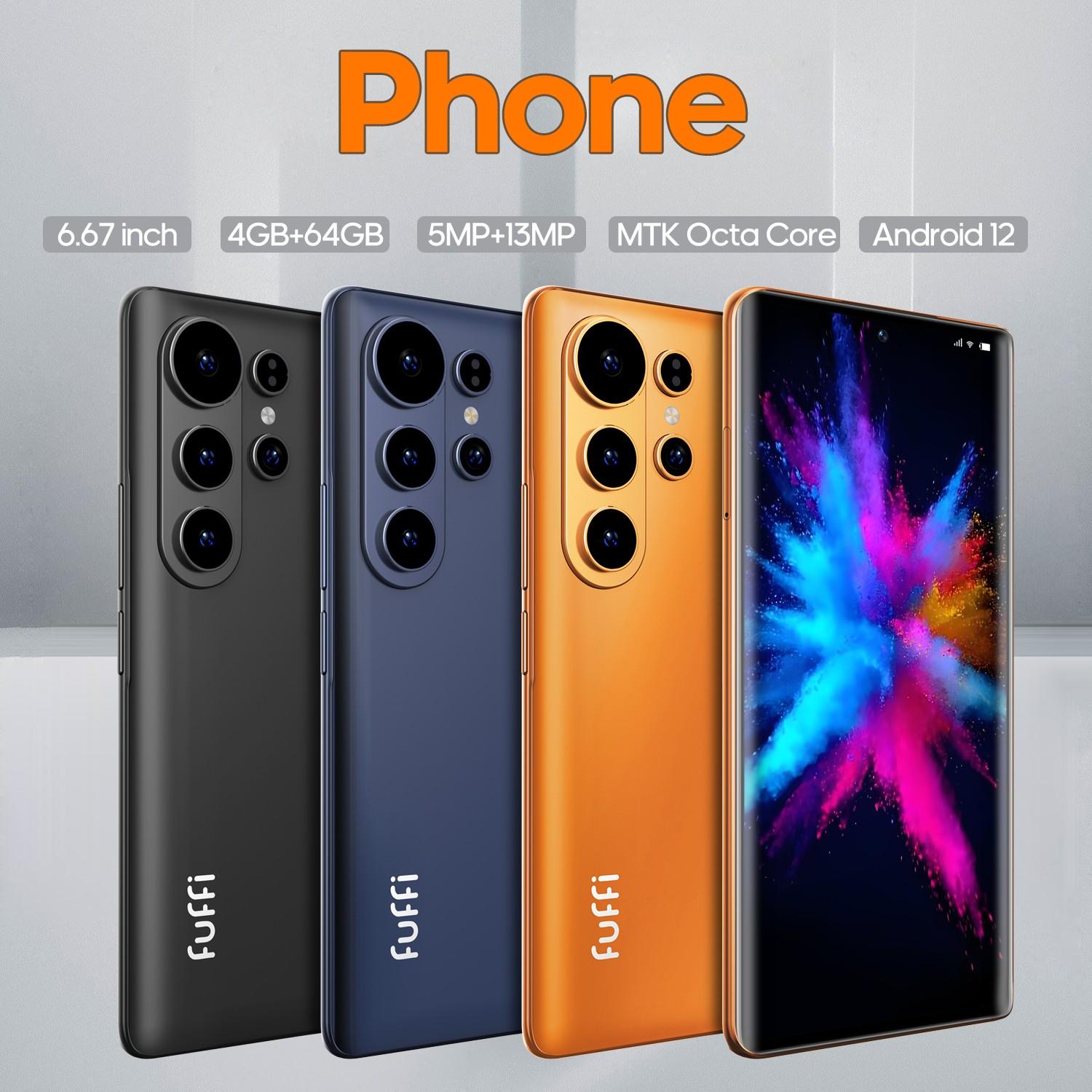 Fuffi S26 Pro Smartphone, 6.67-Inch Curved Screen, 4GB RAM 64GB ROM, Octa-Core Processor, 4G Network, Dual Sim, 5000mah Battery, Android 12