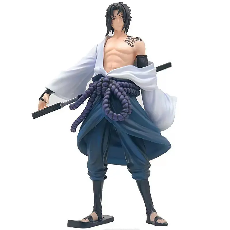Naruto Uchiha Sasuke Anime Figure 25cm PVC Statue, Standing Version with Sword and Base, Collectible Gift Boxed Model, Anime Collectibles