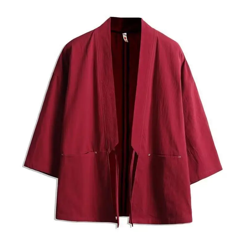 M-5XL Japanese Kimono Cardigan Men Haori Yukata Male Samurai Costume Clothing Chinese Hanfu Streetwear Jacket