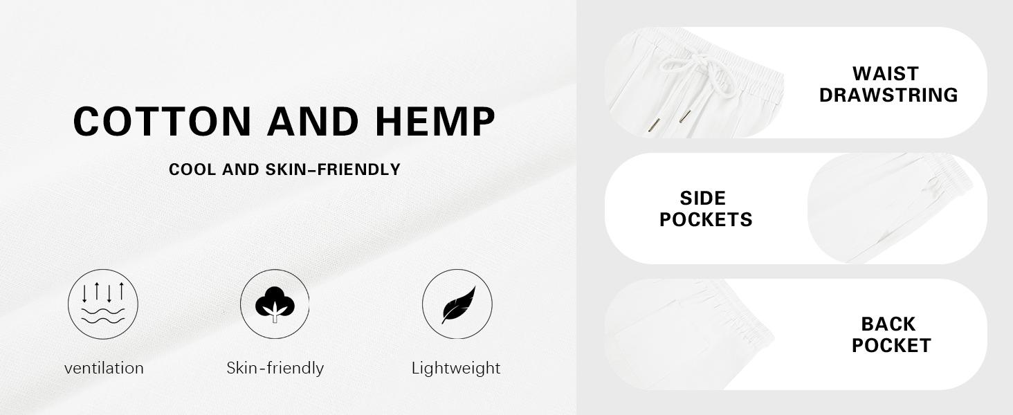 Runcati Men's Linen Capri Pants Casual Lightweight 3/4 Pants Elastic Waist Drawstring Beach Yoga Shorts with Pockets