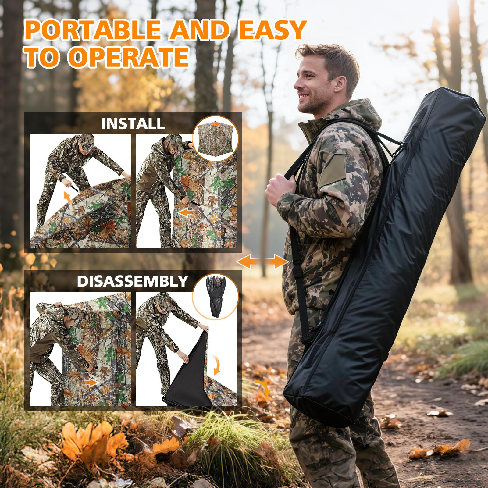 Bearbro Portable 270° /360° See Through Hunting Blind Pop-Up Ground Blind with Tie-downs & Carrying Bag for Deer, Duck and Turkey Hunting,New upgraded version, featuring 4 reflective triangular fabrics,TikTokshopBlackFriday Bearbro Portable 270° /360° See Through Hunting Blind Pop-Up Ground Blind with Tie-downs & Carrying Bag for Deer, Duck and Turkey Hunting,New upgraded version, featuring 4 reflective triangular fabrics,TikTokshopBlackFriday