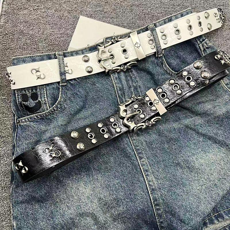 2026 New Y2K Studded Belt Unisex Metal Accessory, Daily Clothing Decor, Trendy Versatile & Exquisite Belt for Birthday Gift for Women Men, Elegant Design for Dress & Casual Wear, Waist Chains, All-Year-Round