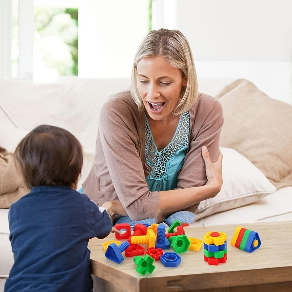 Nuts and Bolts, 20pcs Fine Motor Skills Occupational Relax Toys for Kids, Shapes and Colors Matching Toys, Building Construction Game