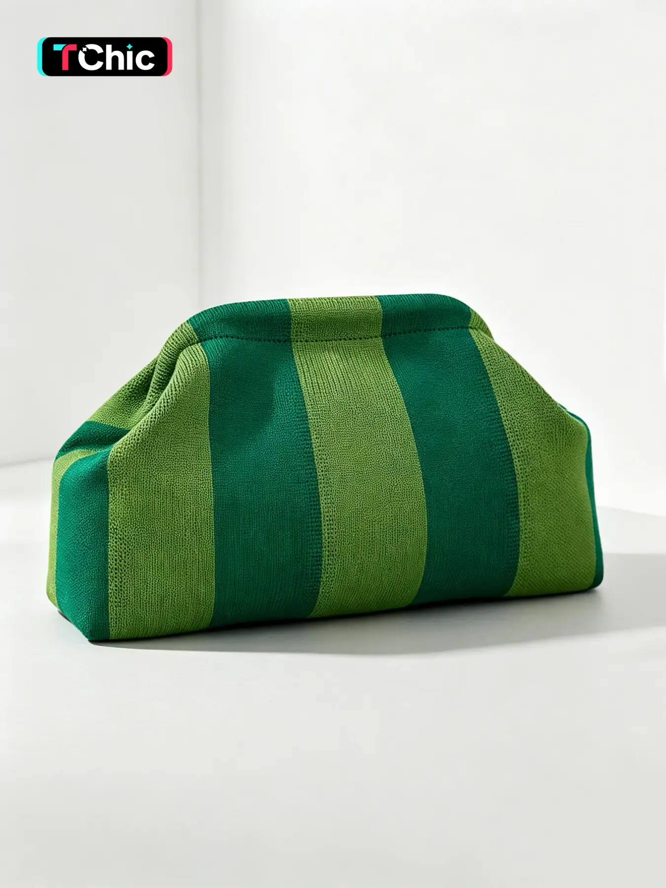 Vintage Striped Colorblock Cloud Zipper Knit Handbag, Large Capacity Makeup Bag, Lightweight Foldable, Ideal for Work, Parties, Travel, Shopping