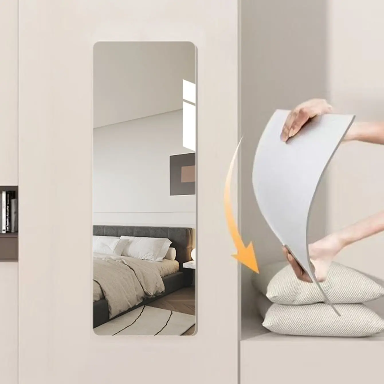DIY Acrylic Mirror, Bathroom Makeup Mirror, Shatterproof, Self-Adhesive, No Installation, Wall Decor, Square, Round, Heart Shape, Waterproof