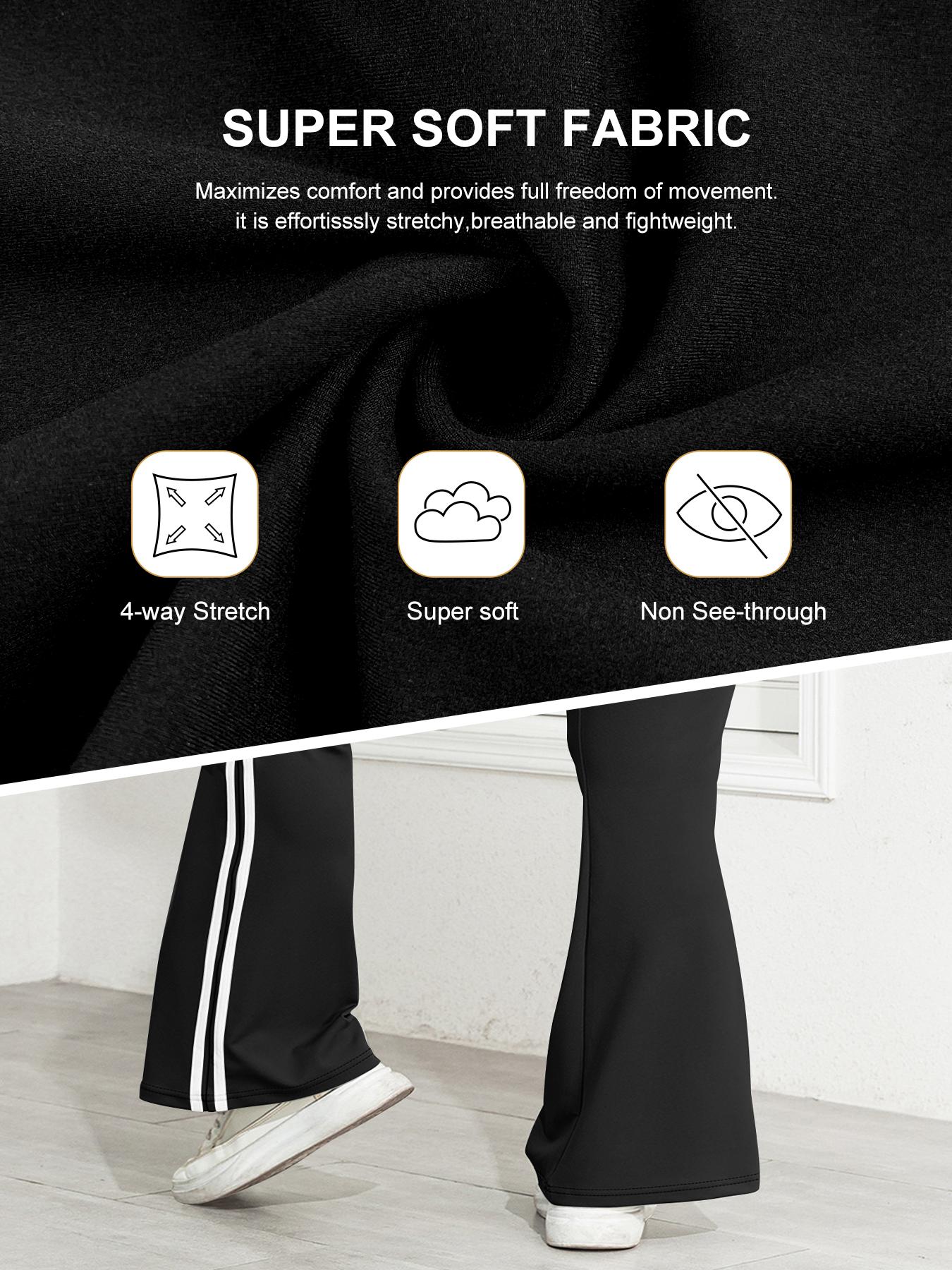 Women's Plus Size High Waist Flare Pants, Casual Side Stripe Design, Comfortable Elastic Fabric, Perfect for Daily Wear