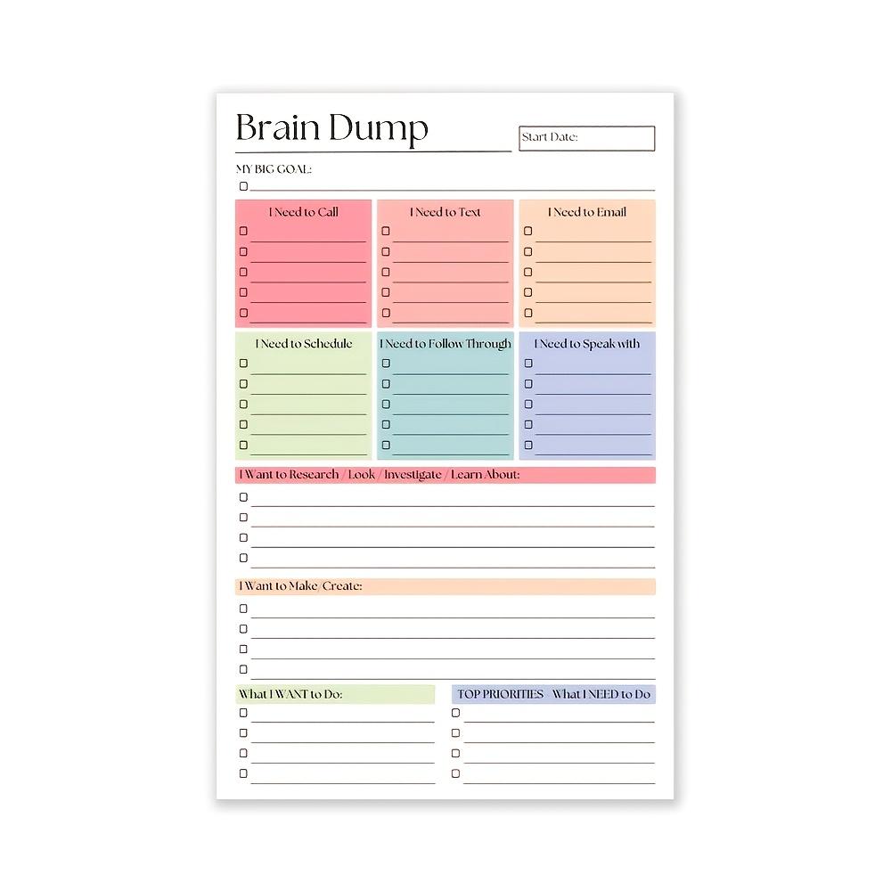 Multifunctional Daily Planner Notebook, Inspirational Design with Note and List Areas, Portable for Work, Study, Meetings, Personal Management, Productivity Planner