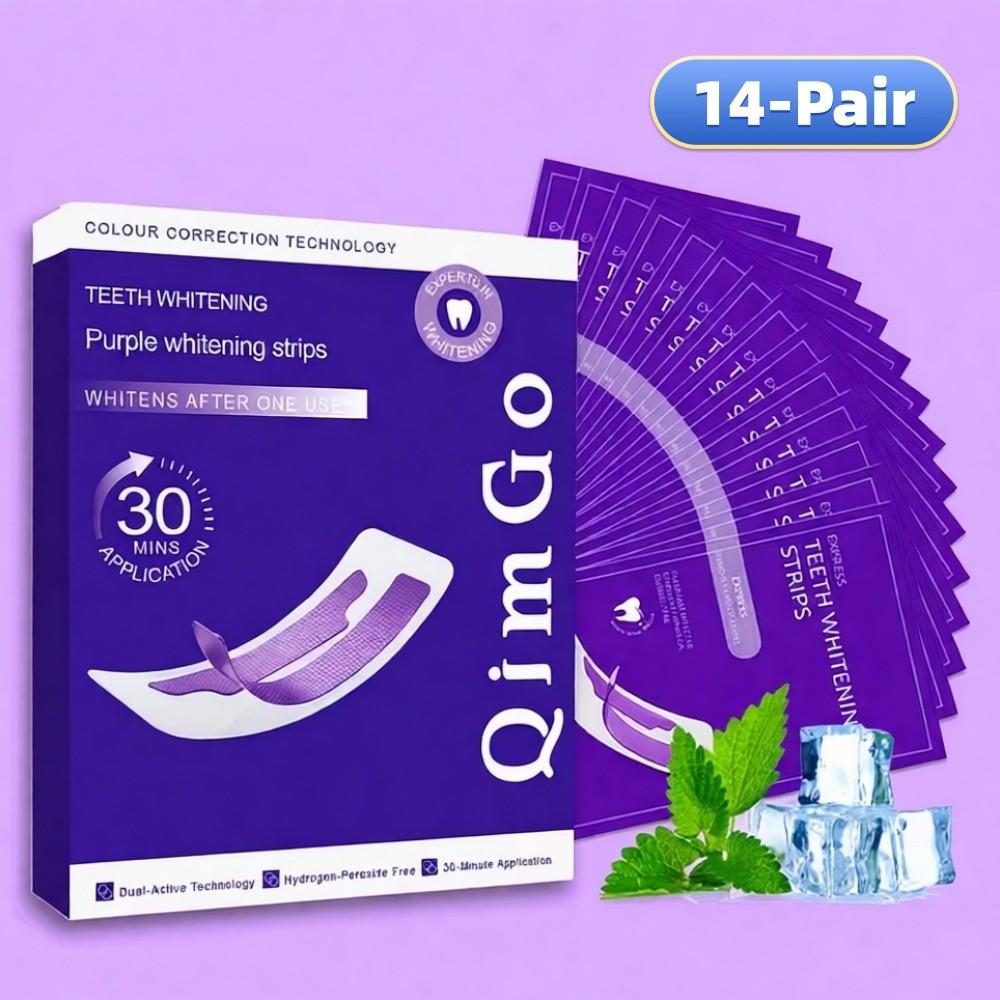 14Pair Pap Whitening Teeth Strips, Deep Cleaning & Fresh Breath, Travel Home Use, Non-Toxic Tooth Strips, Large Box Purple Whitening STRIPS TEETH WHITE PAP STRIPS