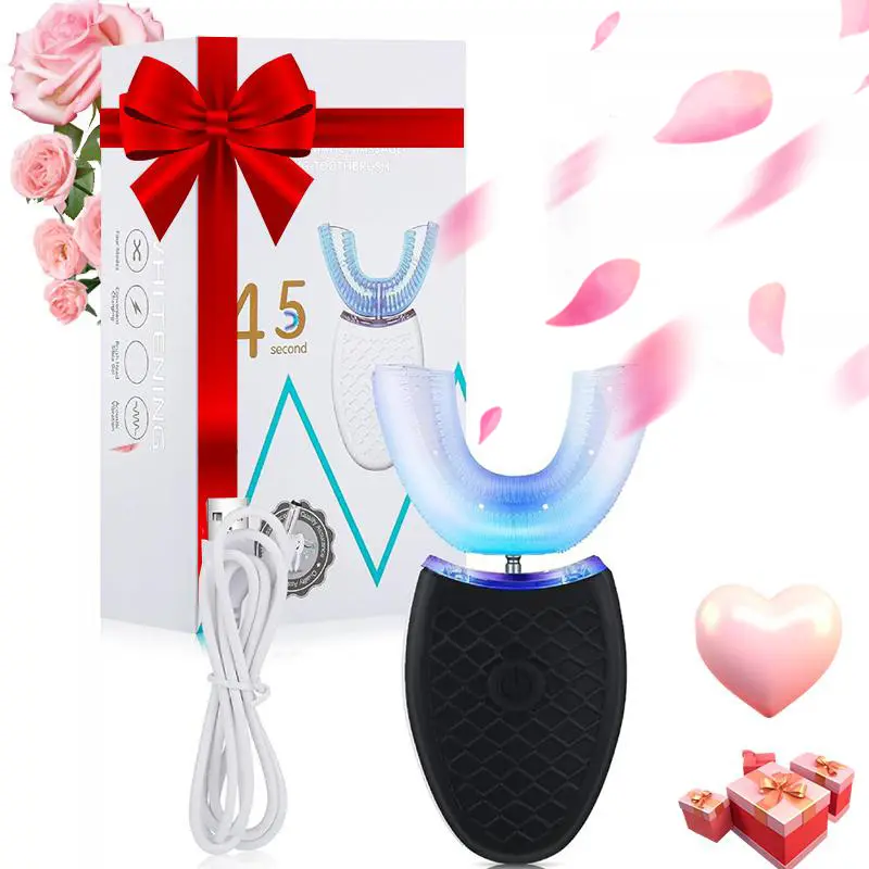U-shaped Ultrasonic Electric Toothbrush, Suitable for Full-Mouth Cleaning for Adults; Silicone Brush Head for Deep Cleaning; Wireless Charging; Ideal for Home and Travel