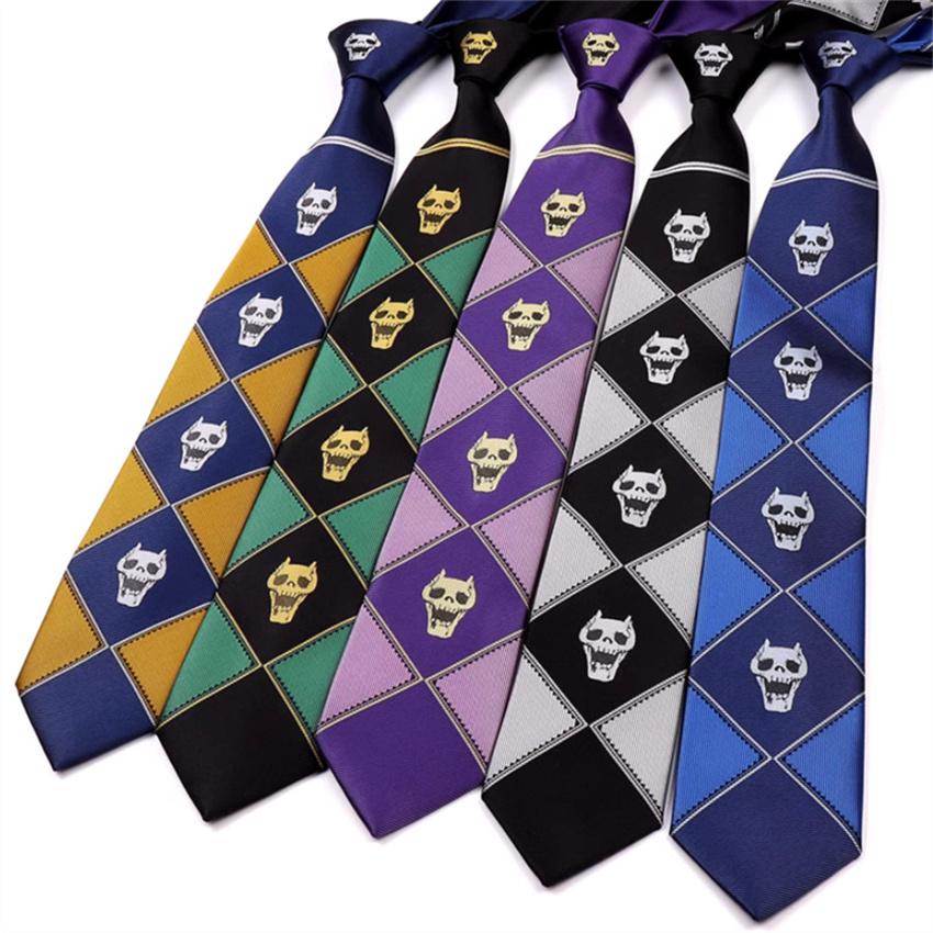 Anime JoJo's Bizarre Adventure Tie Kira Yoshikage Halloween Cosplay Costume Accessories KILLER QUEEN Skull Heavens Door Necktie