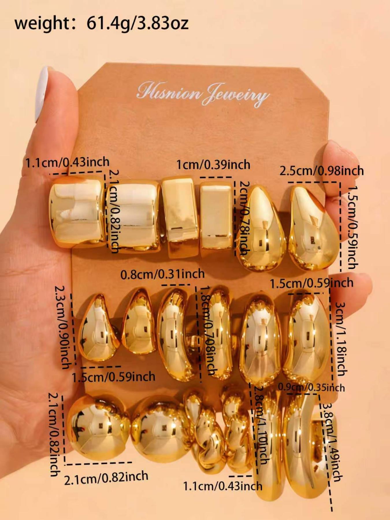 Fashion Earrings Set, Ccb Earrings Large Set, C-Shaped Earrings, Teardrop Earrings, Elegant for Daily Wear, Parties, Vacations