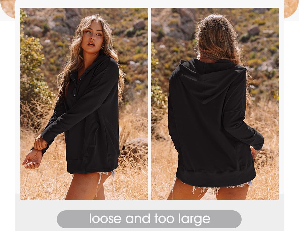 EVALESS Women's Casual Oversized Sweatshirts Hoodies Basic Button V Neck Long Sleeve Hooded Cotton Breathable Henley Pullover Tops 2026 Womenswear Winter Fall Outfits Clothes with Pockets EVALESS Women's Casual Oversized Sweatshirts Hoodies Basic Button V Neck Long Sleeve Hooded Cotton Breathable Henley Pullover Tops 2026 Womenswear Winter Fall Outfits Clothes with Pockets