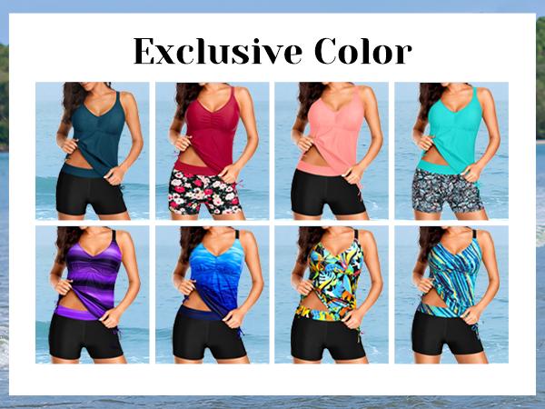 Tempt Me Two Piece Tankini Swimsuits for Women Tummy Control Bathing Suit with Shorts Athletic Swimwear Tempt Me Two Piece Tankini Swimsuits for Women Tummy Control Bathing Suit with Shorts Athletic Swimwear