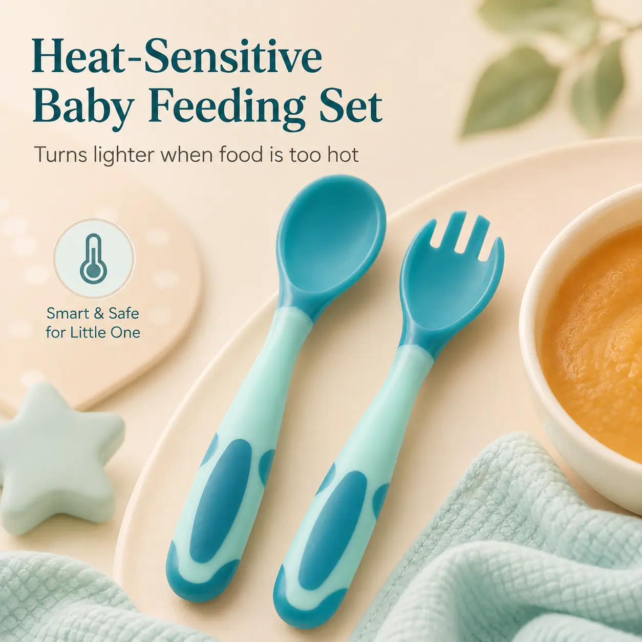 Mother and baby products: Fork and spoon set, twist spoon, children's supplementary food feeding utensils, baby tableware set, rice cereal bowl