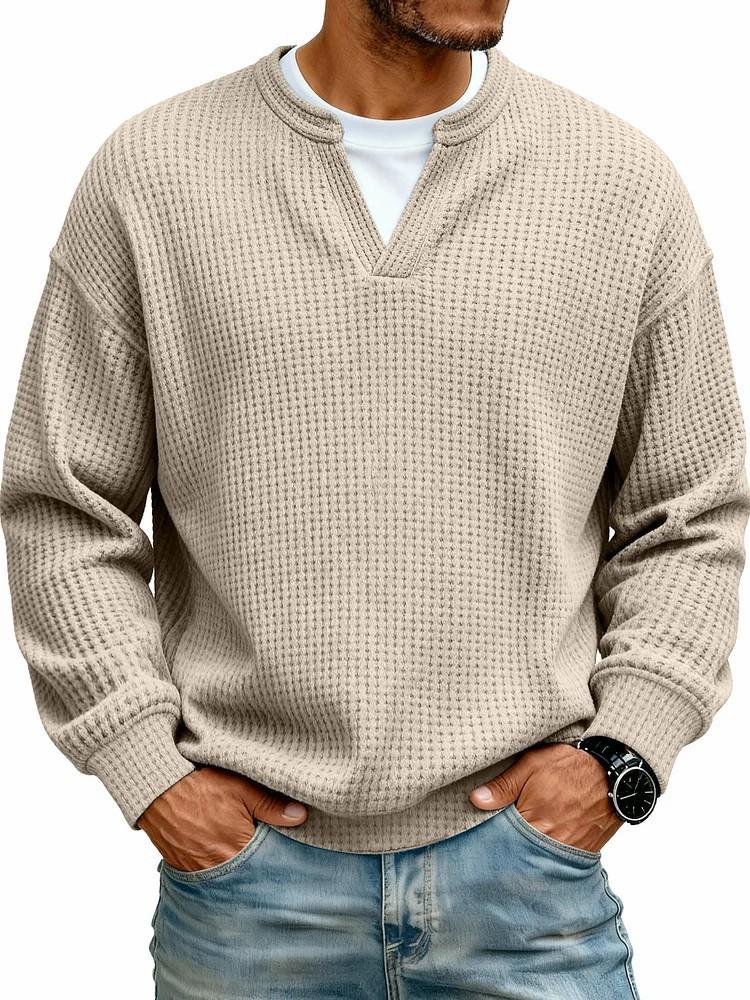 Men's long-sleeve waffle-knit shirt lifestyle