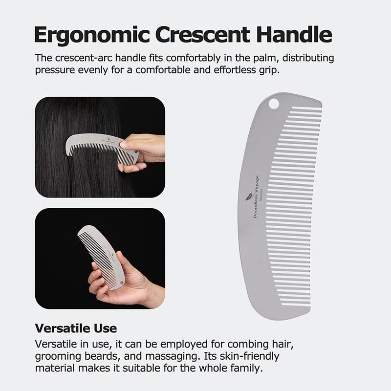 Boundless Voyage Titanium Hair Comb, Ultra-Light Metal Anti-Static Straight Comb for Bangs and Beards, Hair Tool, Hair Styling Tools
