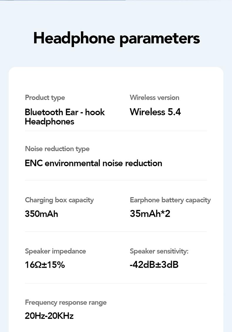 ERAZER X5 Wireless Earbuds, Open-Ear OWS Headphones, Ear Hooks Design , Wireless Earbuds, With HD Mic, Power Digital Display, 24H Playtime, Bluetooth 5.4 Earbuds, Gaming with Low Latency