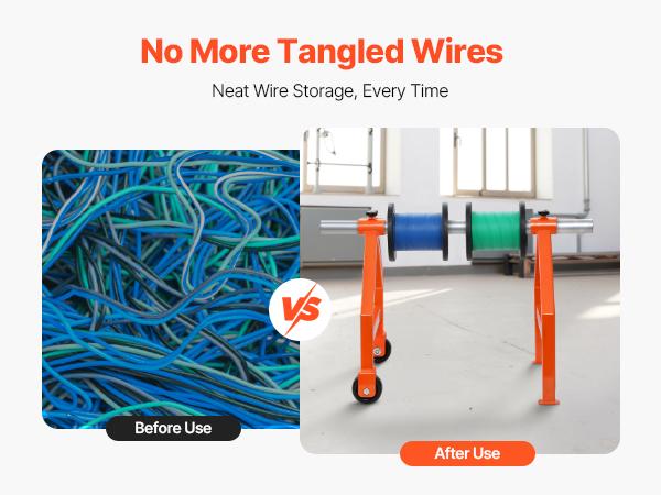 VEVOR Wire Spool Rack, 220 lbs Load Capacity, Portable Cable Caddy, Moveable Wire Rack with Wheels, Spool Holder, Up to 29.9 in Diameter, for Electrical Industrial and Retail Use, Working Efficiency