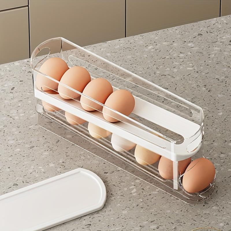 Rolling Egg Storage Box, Dual-Layer Automatic Egg Roller, Refrigerator Egg Dispenser, Keeps Eggs Fresh, Fits Fridge, Cabinets, Organizer