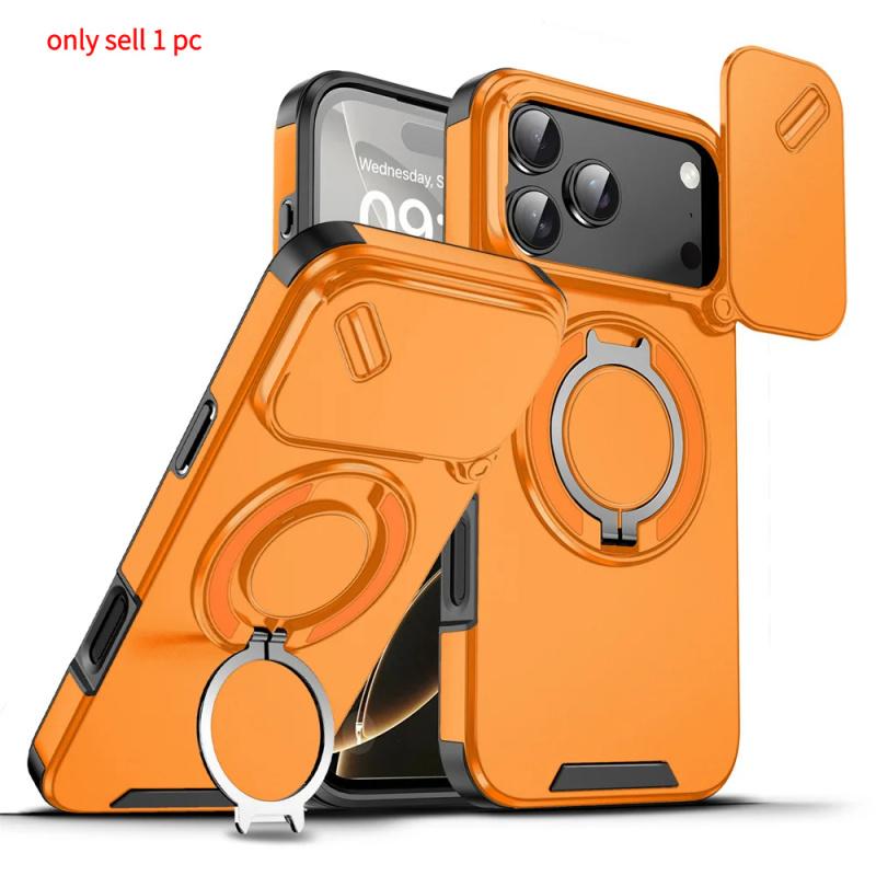 Rotating Flip Full Lens Protection Magnetic Stand Phone Case For iPhone 17 Pro Max 17Pro Air Dual Layer Protection Armor Cover